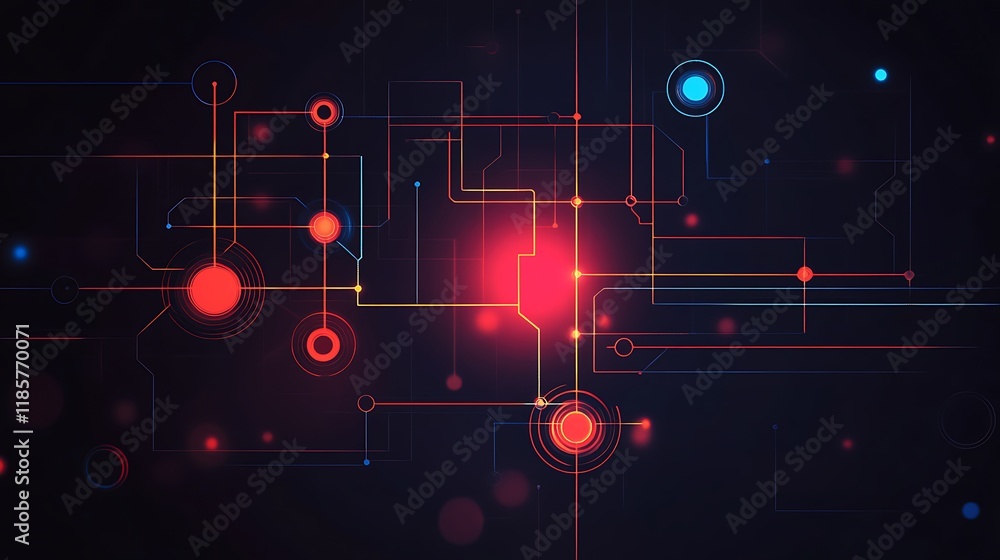Poster abstract digital network graphic interconnected nodes glowing lines represent technology global comm