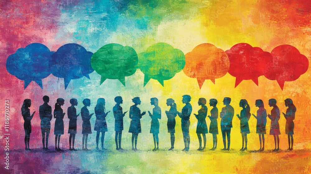 Aufkleber Effective communication skills demonstrated in a team meeting with individuals exchanging ideas Stock Photo with side copy space.
