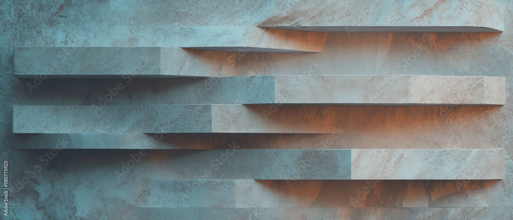Poster Modern minimalist design featuring stacked rectangular tile pattern for contemporary spaces
