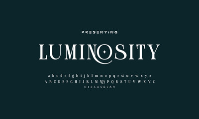 Elegant Font Uppercase Lowercase and Number. Classic Lettering Minimal Fashion Designs. Typography modern serif fonts regular decorative vintage concept. vector illustration