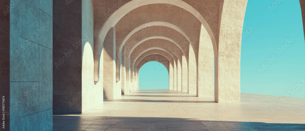 Poster repeating arches create a harmonious atmosphere in classic architectural design