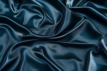 Obraz premium Dark teal silk fabric draped, studio shot, elegant texture, background design