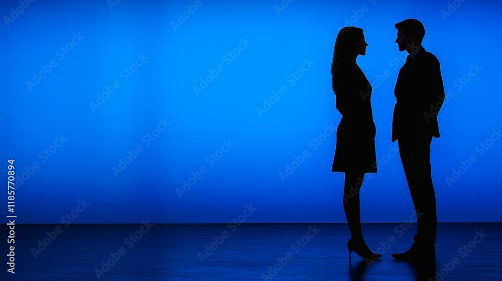 Poster Two professionals having a one-on-one discussion with active listening displayed Stock Photo with side copy space.