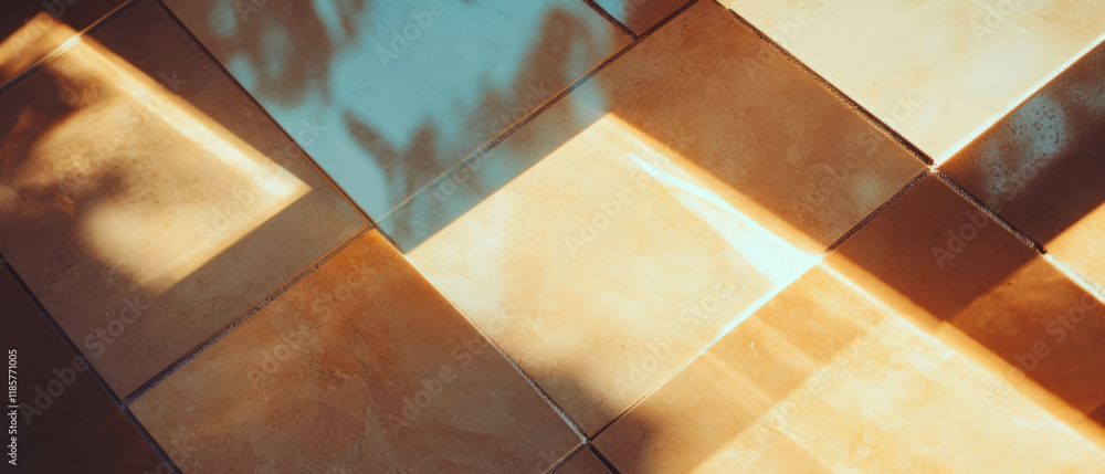Poster Dynamic and angular rhomboid tile pattern showcasing unique geometric design elements