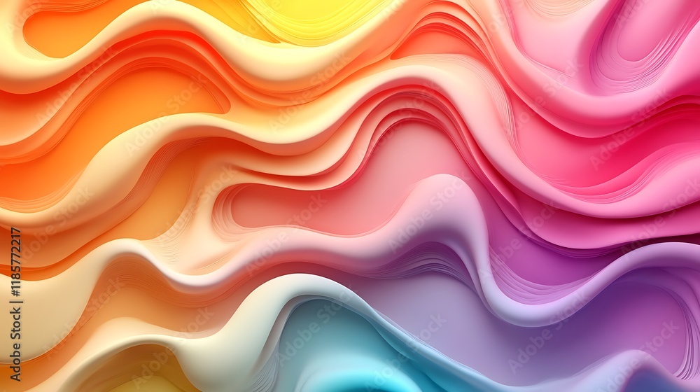 Poster colorful abstract background with smooth, flowing rainbow waves vibrant swirls of color create a dyn