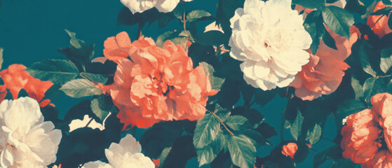 Vintage wallpaper featuring delicate floral sprigs in a romantic design with a soft pastel palette