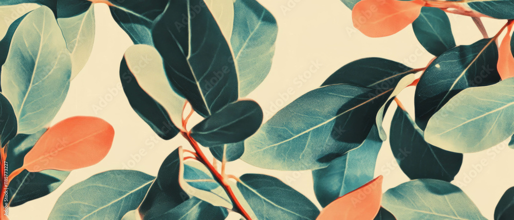 Aufkleber stylized leaves create a delicate and intricate nature-inspired pattern