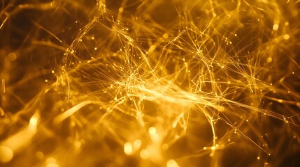 Fototapeta premium Golden Abstract Network Glittering Lines Connections Luxury Background