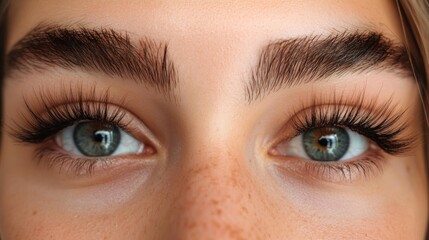 Fototapeta premium Woman receiving eyelash extension procedure, close up.