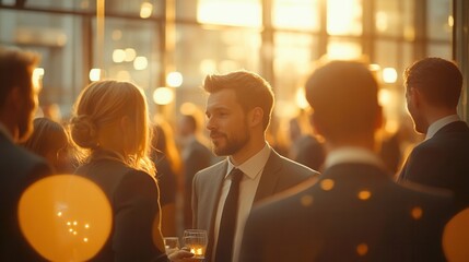 Business networking event with drinks and conversation.