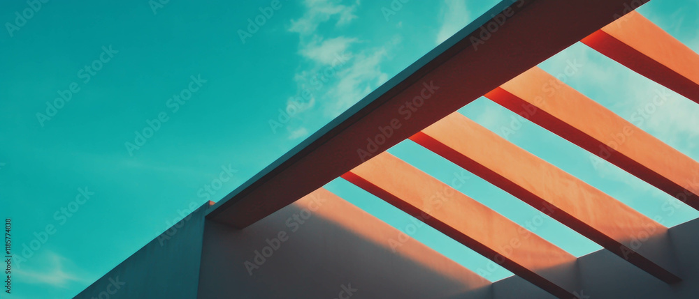 Aufkleber Intersecting lines create a minimalist and elegant aesthetic in modern architecture