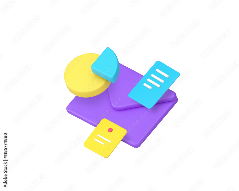 Poster digital marketing email incoming message analyzing 3d icon realistic vector illustration. electronic