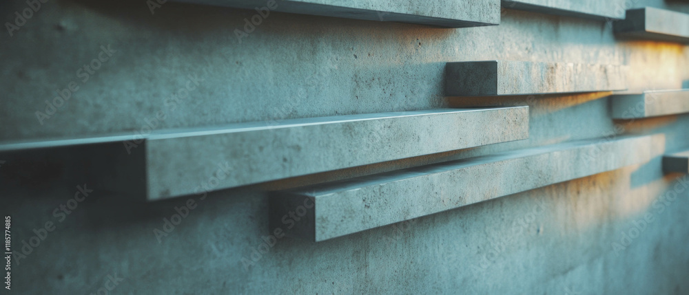 Poster Modern linear pattern of thin rectangular tiles in a minimalist design for contemporary spaces