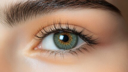 Obraz premium Woman receiving eyelash extension procedure, close up.