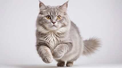 Obraz premium Lilac british longhair cat on grey background