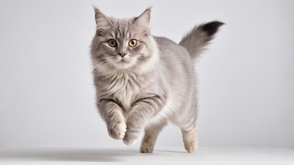 Obraz premium Lilac british longhair cat on grey background