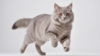 Obraz premium Lilac british longhair cat on grey background