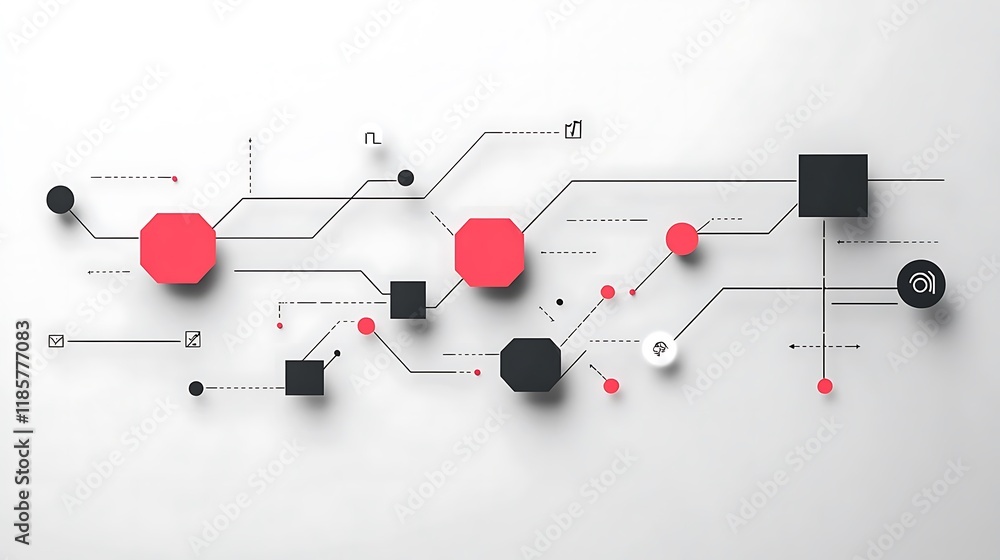 Poster abstract illustration representing network technology and connections clean design with geometric sh