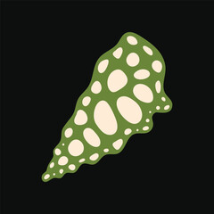 Playful green seashell with white polka dots vector illustration