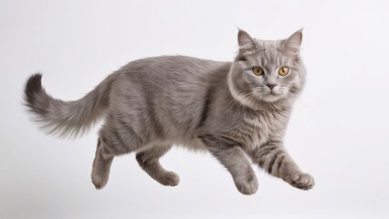 Obraz premium Lilac british longhair cat on grey background