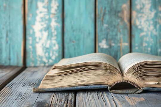 old book on wooden table