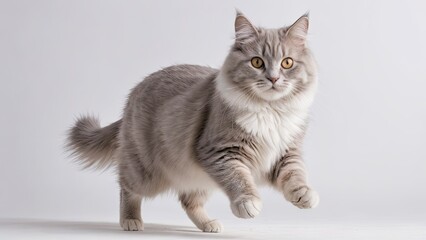 Obraz premium Lilac british longhair cat on grey background