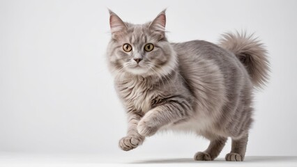 Obraz premium Lilac british longhair cat on grey background