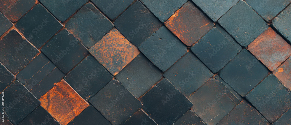 Poster Woven tile pattern features a rustic texture with traditional charm and design