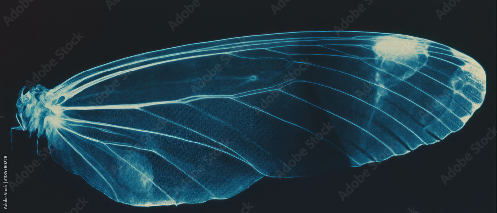 Poster X-ray revealing delicate butterfly wings showcasing intricate patterns and fragile veins