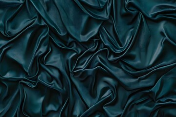 Fototapeta premium Teal silk fabric drapes, studio shot, textured background, design (1)