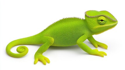 Fototapeta premium Exploring vibrant green chameleon tropical forest animal photography natural habitat close-up wildlife conservation