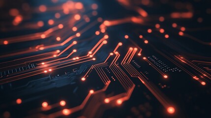 Abstract Circuit Board: Glowing Pathways of Innovation