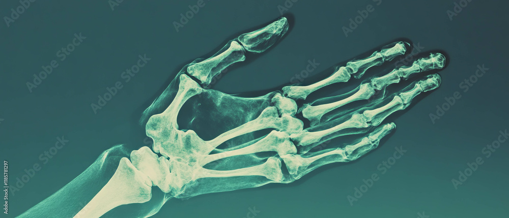 Poster x-ray of hand bones revealing intricate details and translucent structure