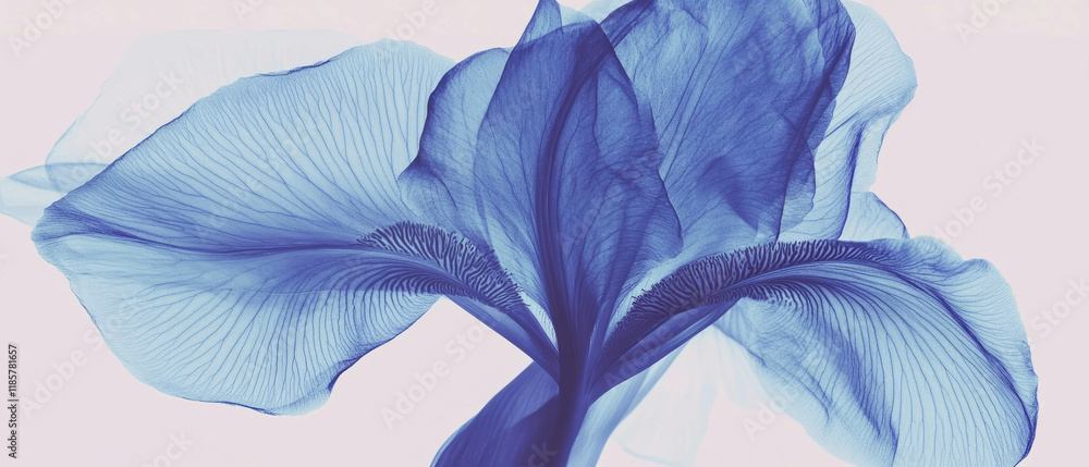 Poster x-ray visualization of iris flower showcasing intricate details and elegant design