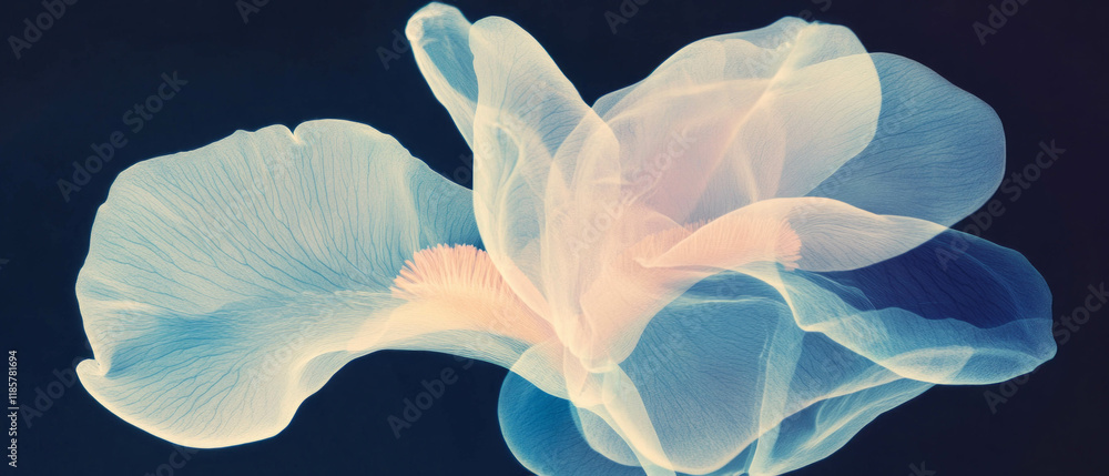 Poster x-ray of an iris flower showcasing intricate and elegant design elements
