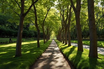 A beautiful serene green forest color images background