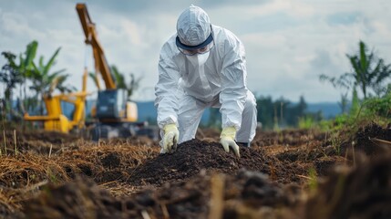 Environmental Scientist Examining Contaminated Soil