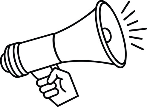 recommend clip art: megaphone line art vector, hand holding megaphone silhouette vector illustration