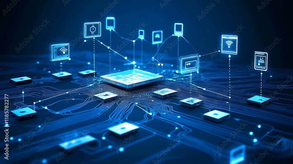 Aufkleber visual representation of the internet of things (iot), showcasing interconnected smart devices a com