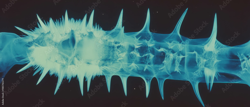 Poster x-ray view revealing the intricate structure of sea urchin spines and radial symmetry