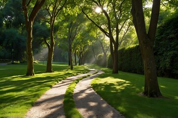 A beautiful serene green forest color images background