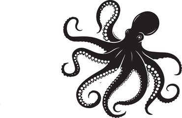 Octopus silhouette vector illustration on a white background. vector illustration of the octopus symbol.Octopus logo. Isolated octopus on a white background © MDAJHARUL