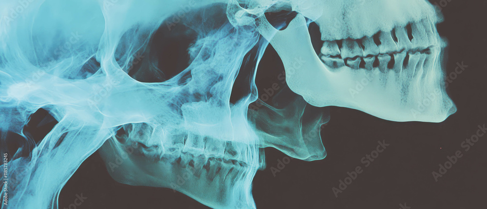 Aufkleber X-ray texture showcasing layered skeletal structures with complex dimensionality