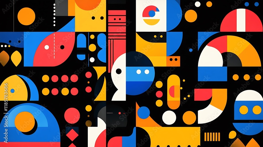 Aufkleber abstract artwork featuring a vibrant array of geometric shapes bold colors perfect for modern design