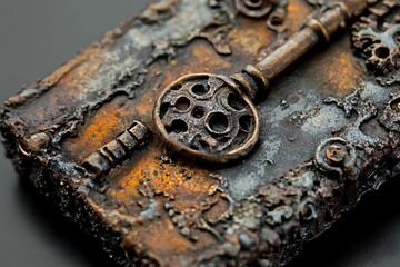 close up of rusty key