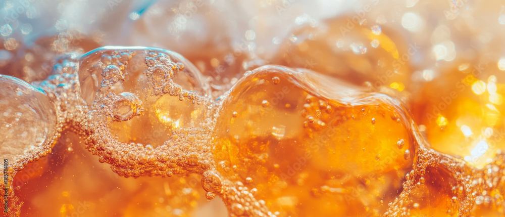 Poster seamless pattern of club soda with large bubbles creating a refreshing and sparkling effect