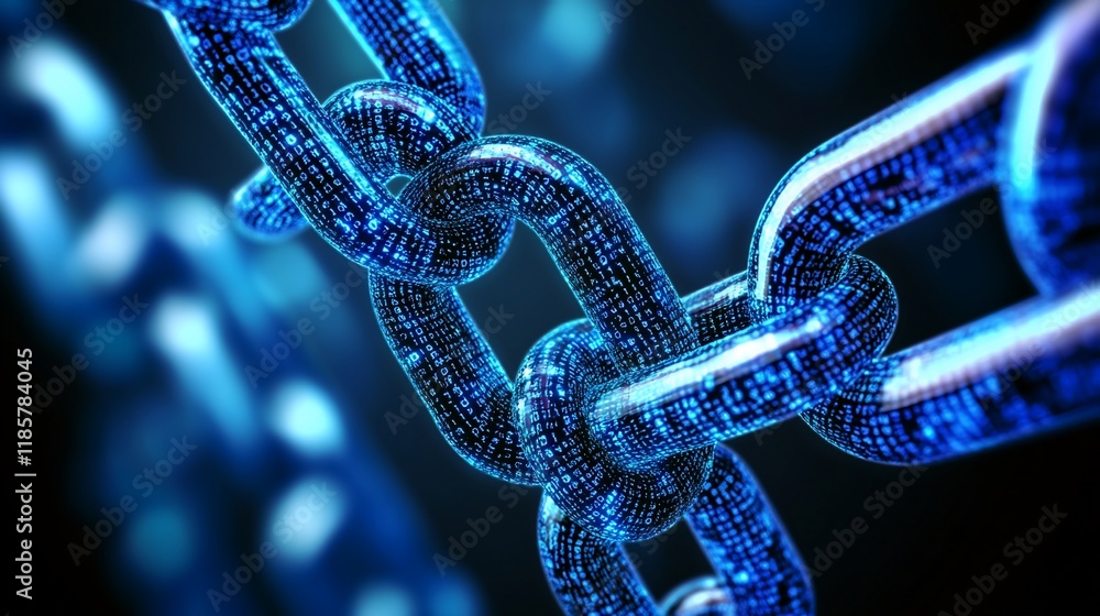 Poster digital chain link: cybersecurity and data security concept