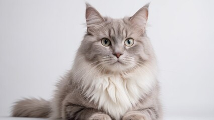 Portrait of Lilac british longhair cat on grey background