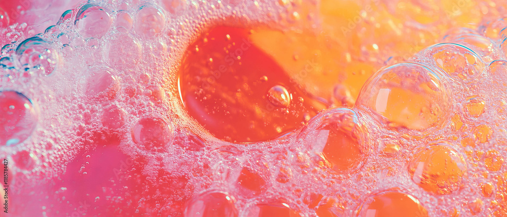 Poster Vibrant seamless pattern of fizzy soda with refreshing bubbles for beverage design