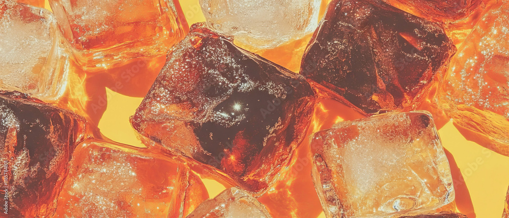 Poster refreshing iced coffee pattern with cool ice cubes in a vibrant texture